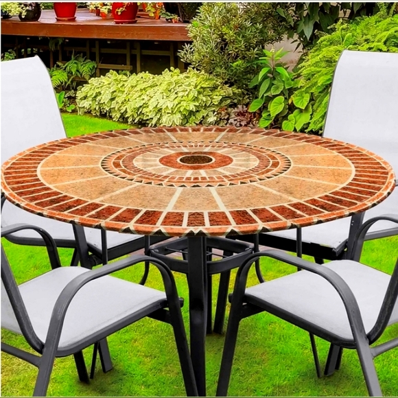 Jobar Decorative Stretch Table Cover (Mosaic), One Size (fits tables up to 48") - Picture 3 of 4